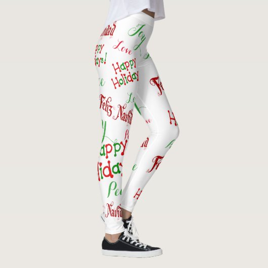 Feestdagen Feliz Navidad Print Womens Leggings (Rechts)