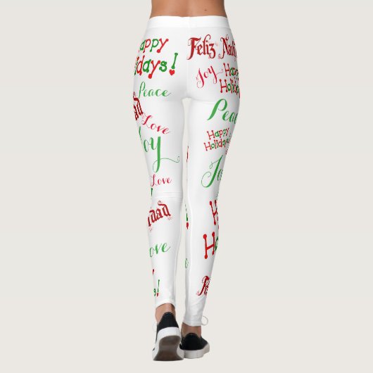 Feestdagen Feliz Navidad Print Womens Leggings (Achterkant)