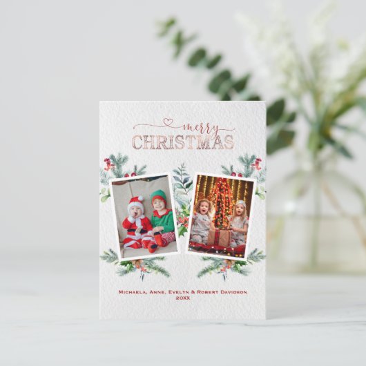 Feestdagen Foto Collage Merry Kerstkalligrafie (Staand voorkant)