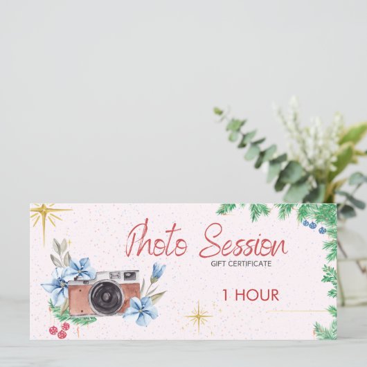 Feestdagen fotosessiebon, cadeaukaart (Staand voorkant)