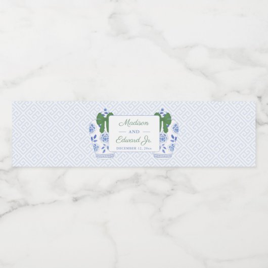 Feestdagen Ginger Jar Groene Bow Bruiloft Douche P Waterfles Etiket (Enkel label)