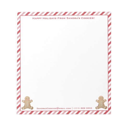Feestdagen Gingerbrood Man Koekjes Gepersonaliseer Notitieblok (Voorkant)