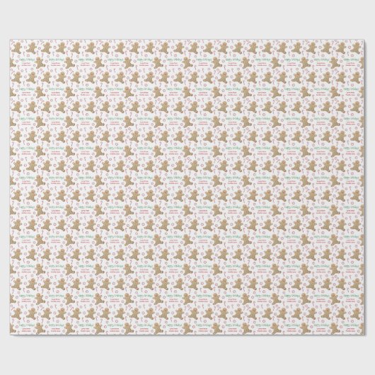 Feestdagen Gingerbrood Man Peppermint Red Green Cadeaupapier (Vlak)
