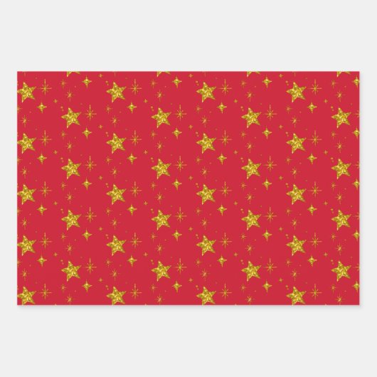 Feestdagen gouden sterren Glitter Sparkle Inpakpapier Vel (Voorkant 2)