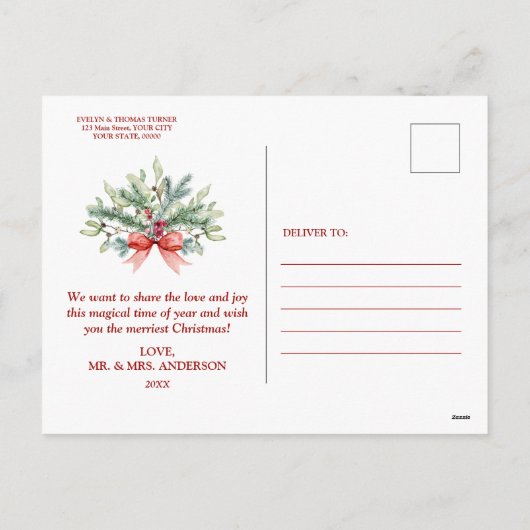 Feestdagen Greenery Foto Roos Gold Merry Kerstmis (Achterkant)