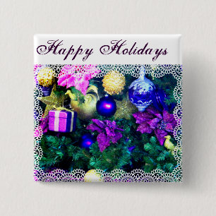 Feestdagen Greetings_ Vierkante Button 5,1 Cm