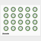 Feestdagen groen krans monogram envelop afdichting ronde sticker (Vel)