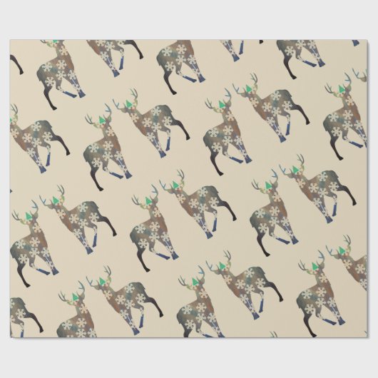 Feestdagen herten inpakpapier (Vlak)