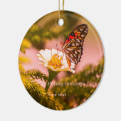 Feestdagen in de troepenvlieg en de kerstboom keramisch ornament (Links)