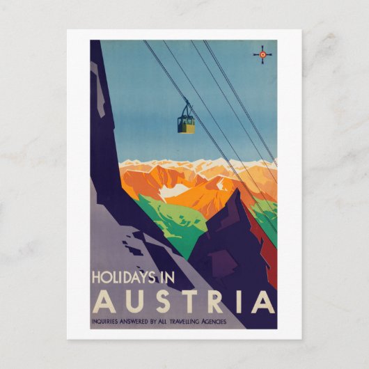 Feestdagen in Oostenrijk Gondola Lift Alps Briefkaart (Voorkant)