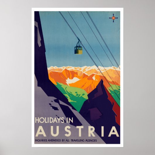  Feestdagen in Oostenrijk Gondola Lift Alps Poster (Voorkant)