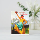 Feestdagen in Oostenrijk, vrouwen met bloemen, vin Briefkaart (Staand voorkant)