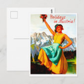 Feestdagen in Oostenrijk, vrouwen met bloemen, vin Briefkaart (Voorkant / Achterkant)