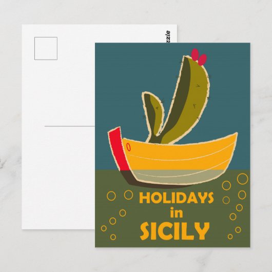 Feestdagen in Sicilië, Italië, oldtimers Briefkaart (Voorkant / Achterkant)