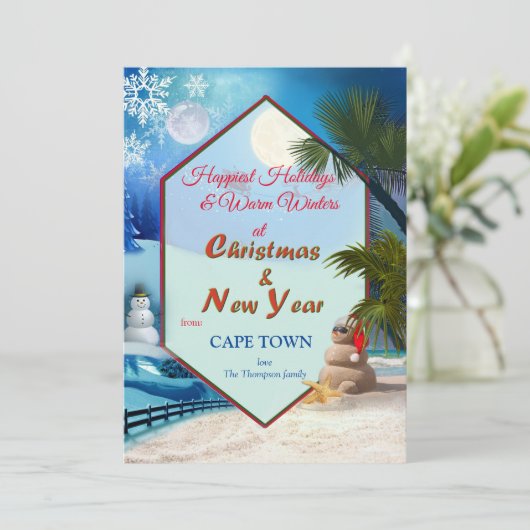 Feestdagen in winter en zomer kaart (Staand voorkant)