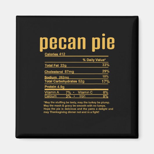 Feestdagen Kerst Pecan Pie Voedingswaarde Feiten Magneet (Voorkant)