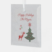  Feestdagen kerstbomen en rode rendieren Glas Ornament (Voorkant links)