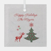  Feestdagen kerstbomen en rode rendieren Glas Ornament (Voorkant)