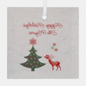  Feestdagen kerstbomen en rode rendieren Glas Ornament (Achterkant)