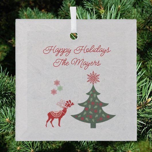  Feestdagen kerstbomen en rode rendieren Glas Ornament