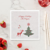 Feestdagen kerstbomen en rode rendieren Servet (Insitu)