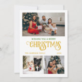 Feestdagen Kerstboom Drie Familie Fotocollage Feestdagenkaart (Voorkant)