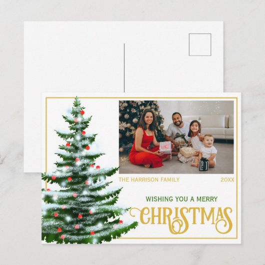 Feestdagen Kerstboom Familiefoto Briefkaart (Voorkant / Achterkant)