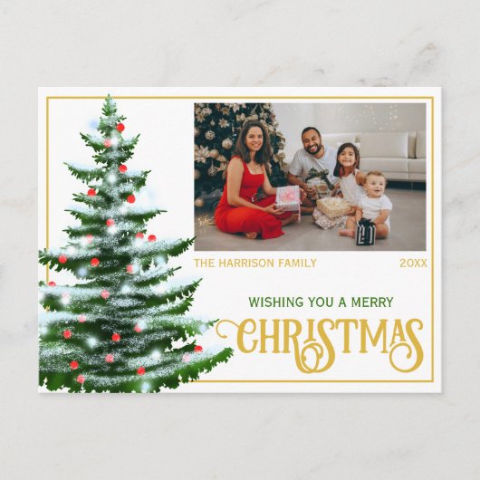 Feestdagen Kerstboom Familiefoto Briefkaart (Voorkant)