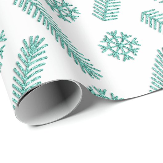 Feestdagen kerstboom Snowflakes White Tiffany Cadeaupapier (Rol Hoek)