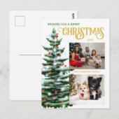 Feestdagen Kerstboom Twee Familie Fotocollage Briefkaart (Voorkant / Achterkant)