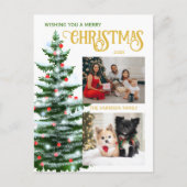 Feestdagen Kerstboom Twee Familie Fotocollage Briefkaart (Voorkant)