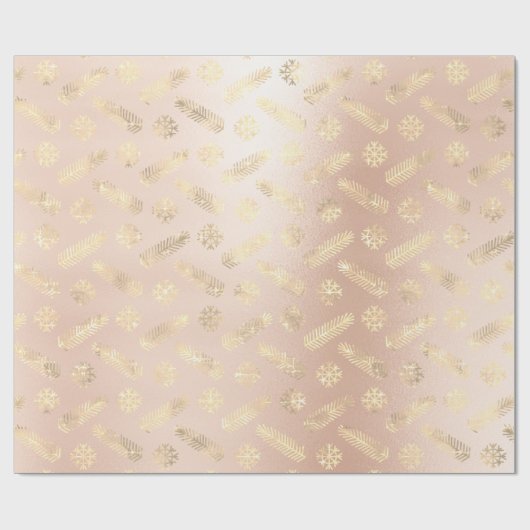 Feestdagen kerstflakes Gold Pink Blush Cadeaupapier (Vlak)