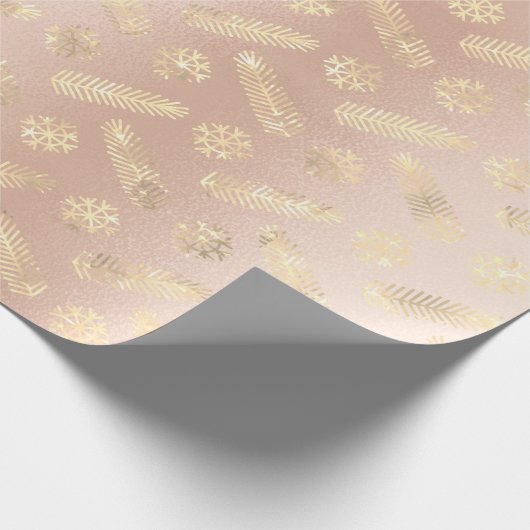 Feestdagen kerstflakes Gold Pink Blush Cadeaupapier (Hoek)
