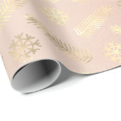Feestdagen kerstflakes Gold Pink Blush Cadeaupapier (Rol Hoek)