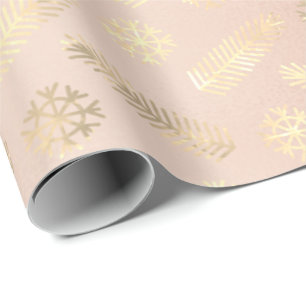 Feestdagen kerstflakes Gold Pink Blush Cadeaupapier