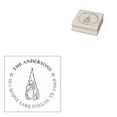 Feestdagen kerstgrint familieadres rubberstempel (Gestempeld)