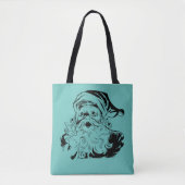 Feestdagen kerstkerstkerstman Blauwgroen Canvas ta Tote Bag (Voorkant)