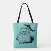 Feestdagen kerstkerstkerstman Blauwgroen Canvas ta Tote Bag (Achterkant)