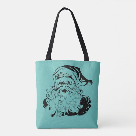 Feestdagen kerstkerstkerstman Blauwgroen Canvas ta Tote Bag (Achterkant)