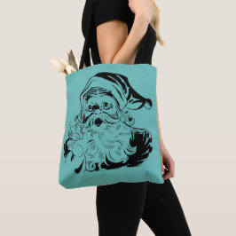 Feestdagen kerstkerstkerstman Blauwgroen Canvas ta Tote Bag