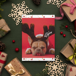 Feestdagen: Kerstmis in Bulldog Cute Dog Feestdagenkaart