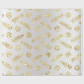 Feestdagen kerstsnowflakes grijs zilver Gold Cadeaupapier (Vlak)