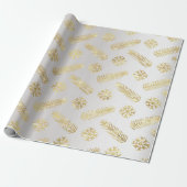 Feestdagen kerstsnowflakes grijs zilver Gold Cadeaupapier (Uitgerold)