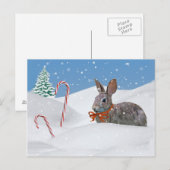 Feestdagen, konijn in de sneeuw feestdagenkaart (Voorkant / Achterkant)