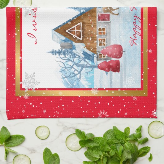 Feestdagen landschap aanpassen theedoek (Gevouwen)