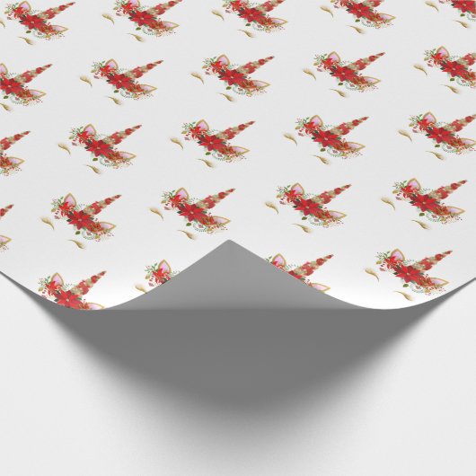 Feestdagen Merry Chrismas Unicorn Lashes White Gol Cadeaupapier (Hoek)