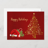 Feestdagen met een rode kerstboom briefkaart (Voorkant / Achterkant)