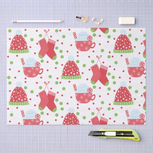 Feestdagen met een rooskleurig kerstvizier tissuepapier (Craft)