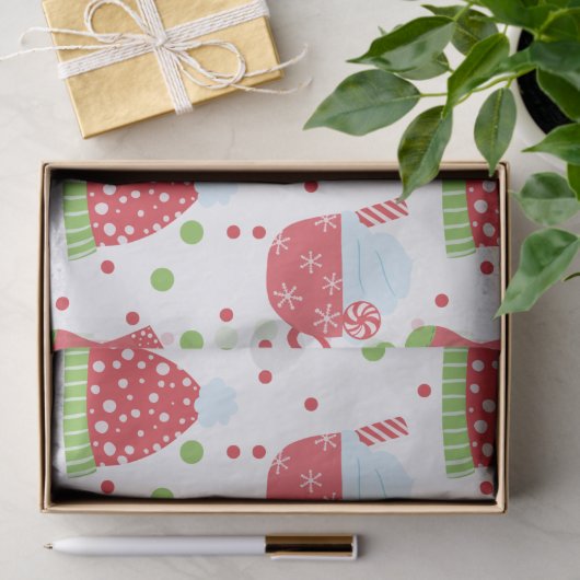 Feestdagen met een rooskleurig kerstvizier tissuepapier (Geschenk)