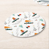  feestdagen met groene winterbomen ronde kartonnen onderzetter (Gebogen)